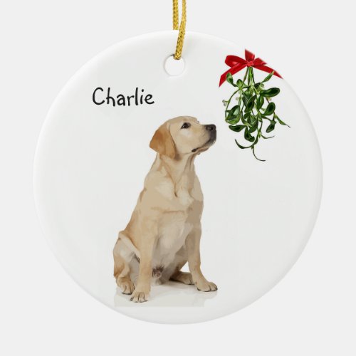 Yellow Lab Mistletoe Christmas Ornament