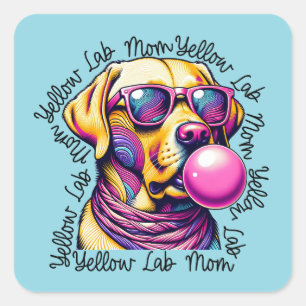 Yellow Lab Mom Bubblegum Trendy Labrador Mom Square Sticker