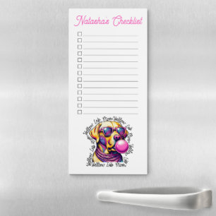 Yellow Lab Mom Custom Name Shopping Checklist Magnetic Notepad