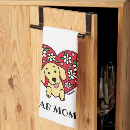 Yellow Lab Mom Floral Heart Kitchen Towel