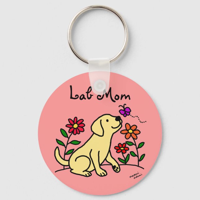 Yellow Lab Mom & Green Keychain (Front)