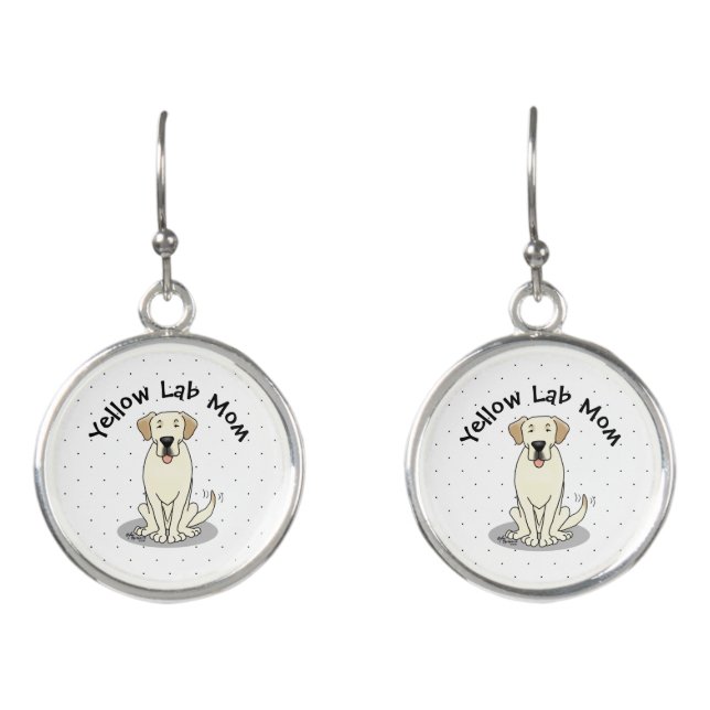 Yellow Lab Mom (Labrador Retriever Mom) Cute Dog Earrings (Front)