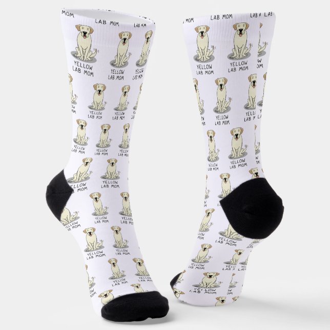 Yellow Lab Mom (Labrador Retriever Mom) Cute Dog Socks (Angled)