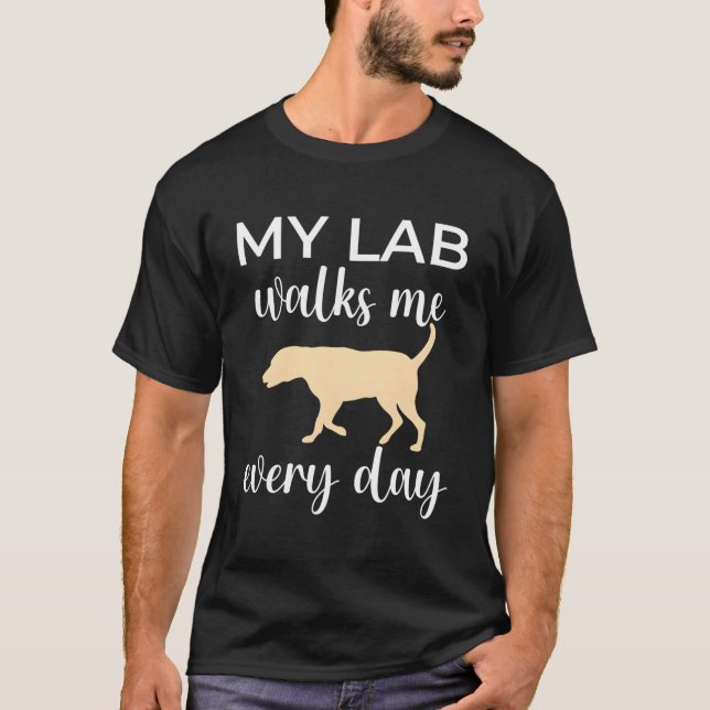 Yellow Lab Mom Walking T-Shirt (Front)
