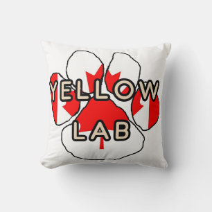 yellow lab name Canadian-Flag paw Throw Pillow