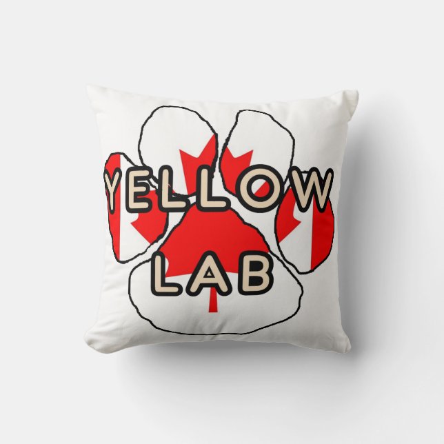 yellow lab name Canadian-Flag paw Throw Pillow (Front)