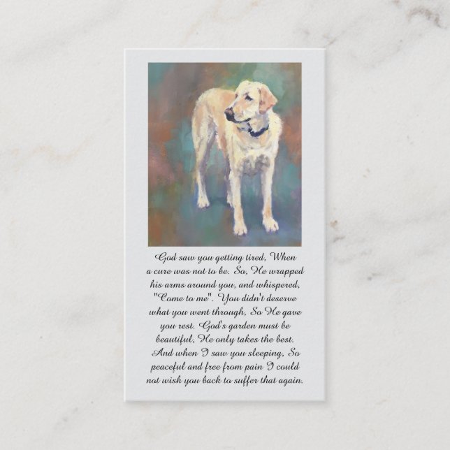 Yellow Lab Oranges Blue Memorial Sympathy Card (Front)
