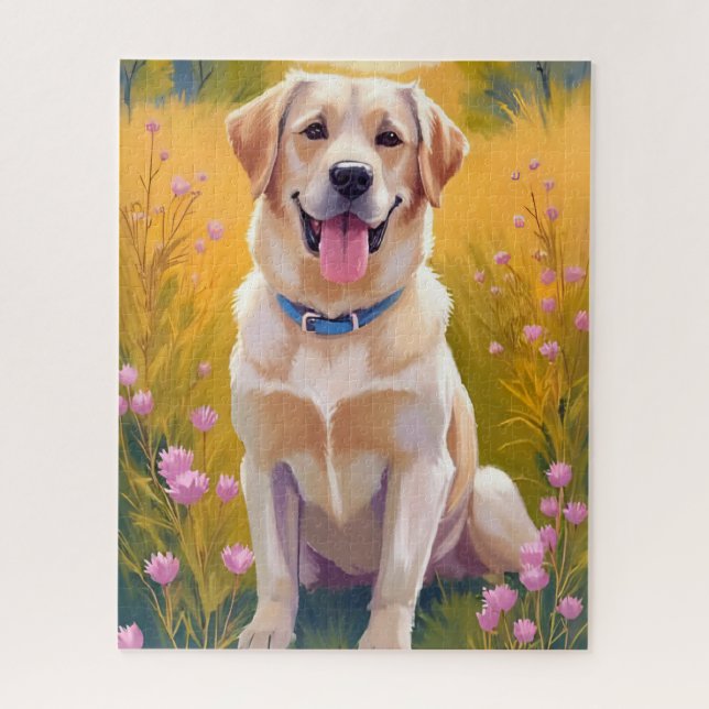 Yellow Lab Painting Labrador Retriever Dog  Jigsaw Puzzle (Vertical)