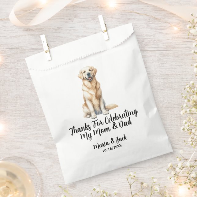 Yellow Lab Personalized Pet Wedding Cocktail Favor Bag (Clipped)