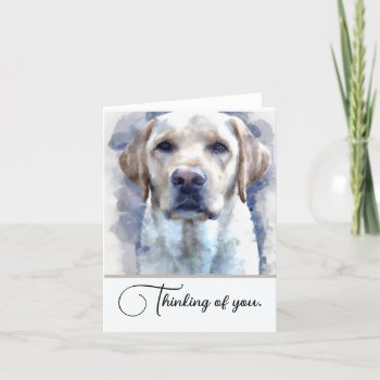 Yellow Lab Personalized Thinking Of You Note Card by NightOwlsMenagerie at Zazzle