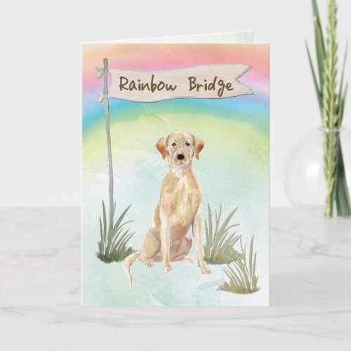 Yellow Lab Pet Sympathy Over Rainbow Bridge Card