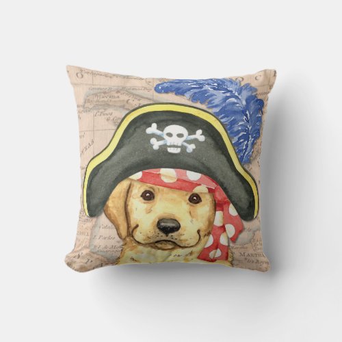 Yellow Lab Pirate Throw Pillow