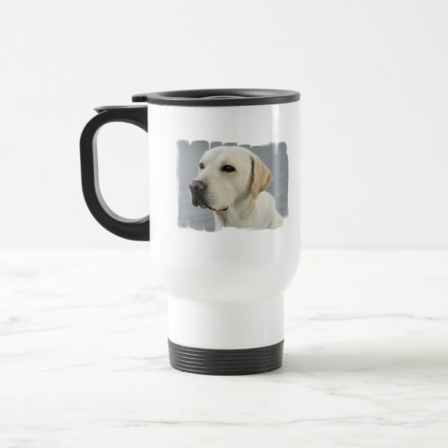 Yellow Lab  Plastic Travel Mug (Left)