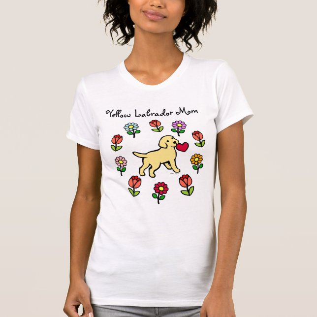 Yellow Lab Puppy and Red Heart T-Shirt (Front)