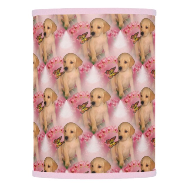 Yellow Lab Puppy Butterfly Animal Pattern   Lamp Shade (Front)