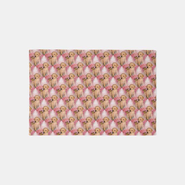 Yellow Lab Puppy Butterfly Animal Pattern  Rug (Front)
