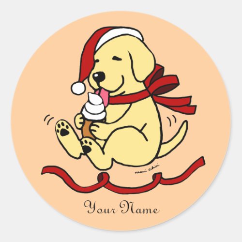 Yellow Lab Puppy Christmas Cartoon Stickers