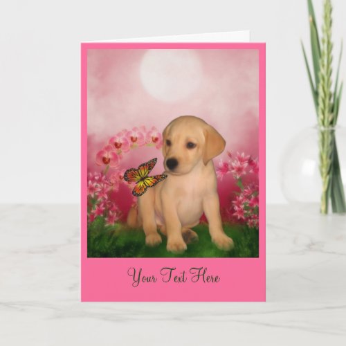 Yellow Lab Puppy Dog Art Photo Card