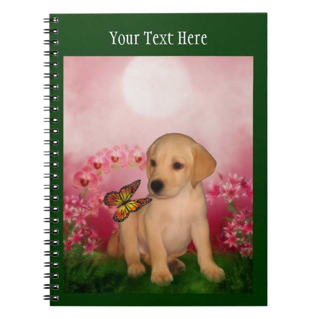 Yellow Lab Puppy Fantasy Dog Art Notebook (Front)