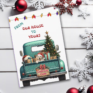 Yellow Lab Puppy Farm Truck Christmas Card