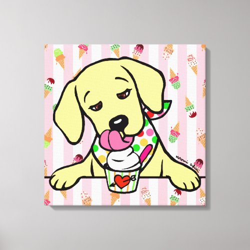 Yellow Lab Puppy Ice Cream Canvas Print
