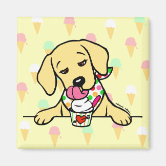 Yellow Lab Puppy Ice Cream Magnet