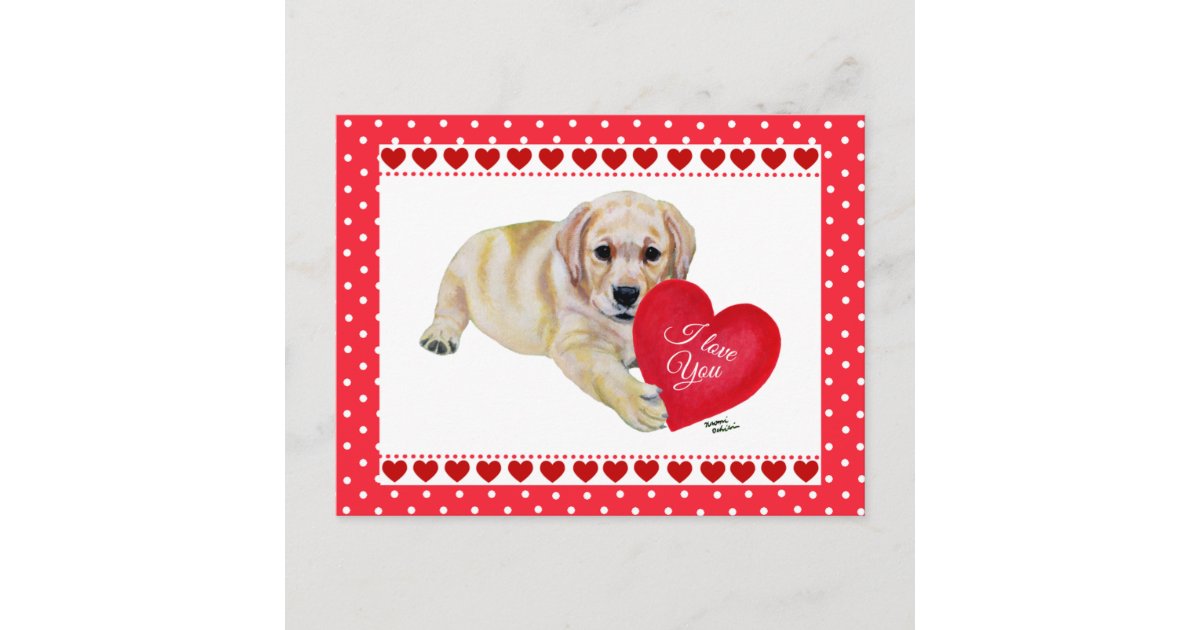 Yellow Lab Puppy Valentine's Day card | Zazzle