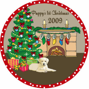 Yellow Lab Puppy's First Christmas Ornament 2009