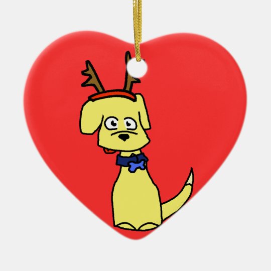 Yellow Lab Reindeer Ceramic Ornament