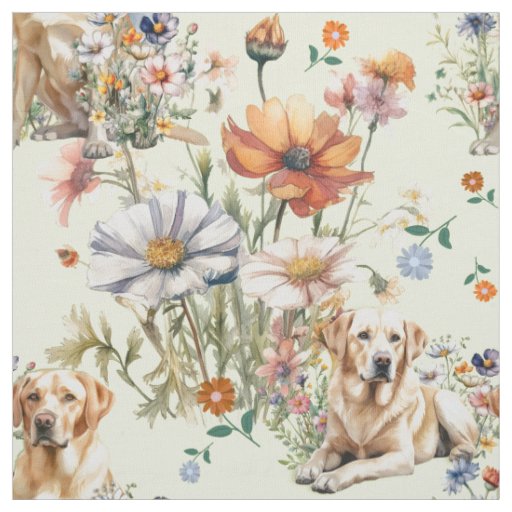 Yellow Lab Repeating Pattern  Fabric