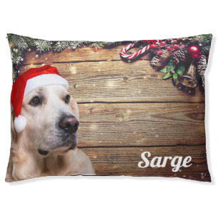Yellow Lab Santa Christmas With Dog’s Name Pet Bed