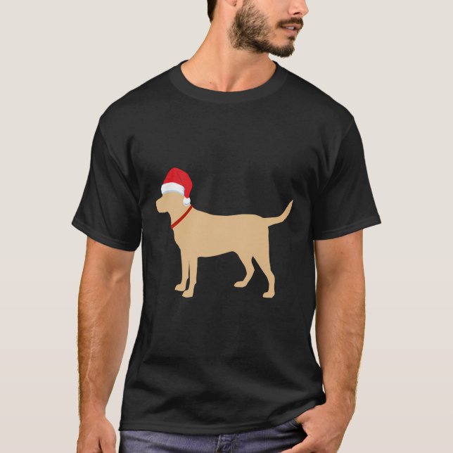 Yellow Lab Santa Hat Cute Labrador Christmas Gift T-Shirt (Front)