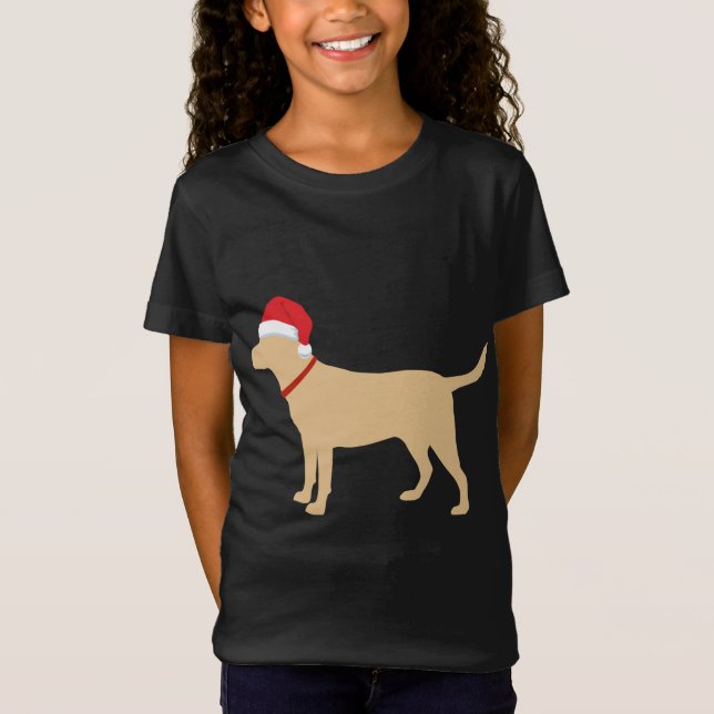 Yellow Lab Santa Hat Cute Labrador Christmas Gift T-Shirt (Front)