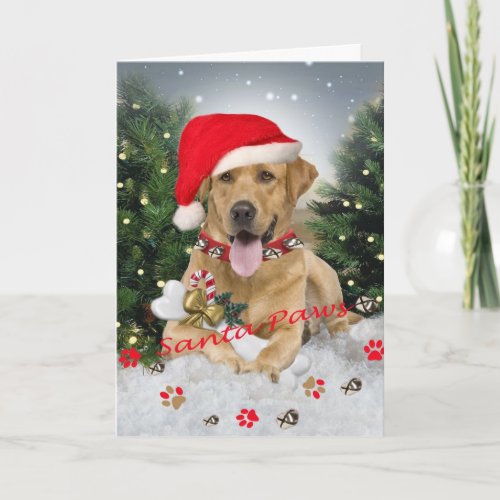 Yellow Lab Santa Paw Card