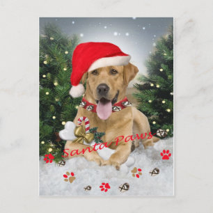 Yellow Lab Santa Paws Card