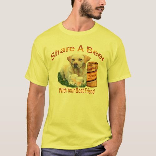 Yellow Lab Shares A Beer T_shirt