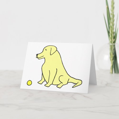 Yellow Lab Sit Stay Have A Ball Fun Birthday Card