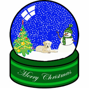 yellow lab snow globe statuette