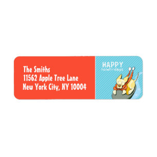 Yellow Lab Snow Sled Modern Christmas Label