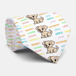 Yellow Lab Traits Cartoon Neck Tie