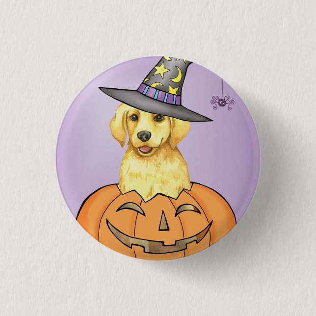 Yellow Lab Witch Button (Front)