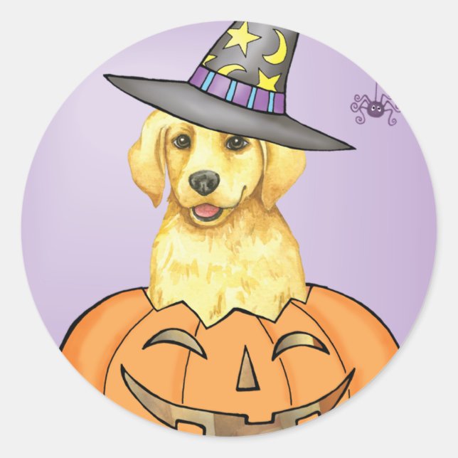 Yellow Lab Witch Classic Round Sticker (Front)