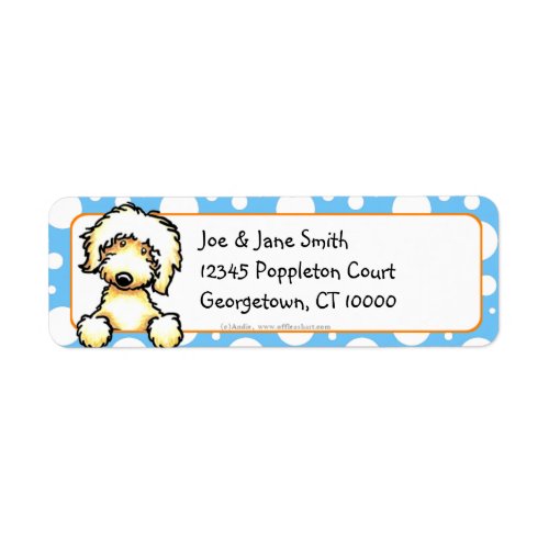 Yellow Labradoodle Blue Dots Label