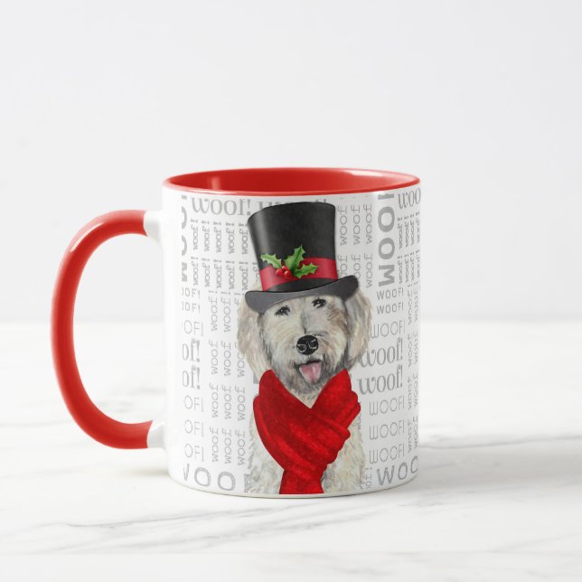 Yellow Labradoodle Dog Lover Christmas Holiday Mug (Left)