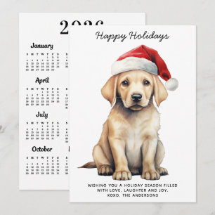 Yellow Labrador 2027 Calendar Dog Lover Christmas  Holiday Card