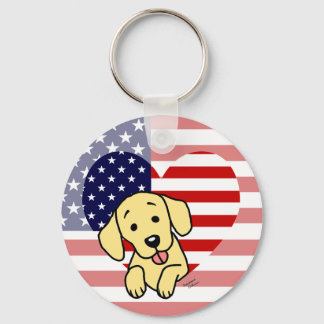 Yellow Labrador American Heart Keychain