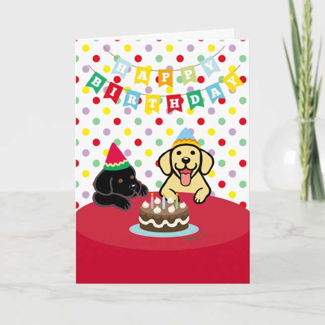 Yellow Labrador and Black Labrador Birthday Card (Front)