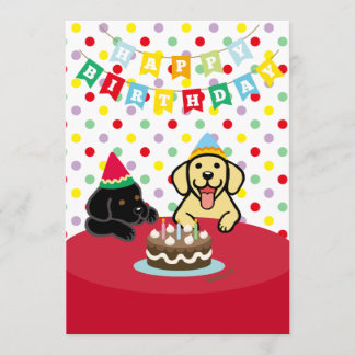 Yellow Labrador and Black Labrador Birthday Party Invitation