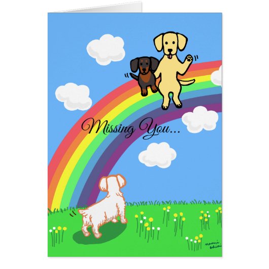 Yellow Labrador and Dogs at the Rainbow Bridge Cards (Front)