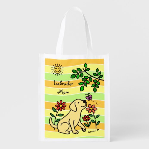 Yellow Labrador and Green Citrus Colors Grocery Bag